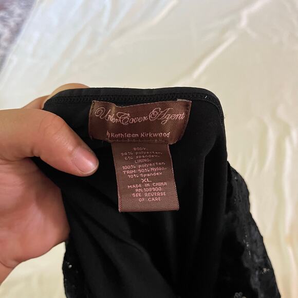 Black Lace Baby Doll Cap Sleeve Tank Sz XL Whimsygoth Fairy Grunge Stretchy - Picture 5 of 6